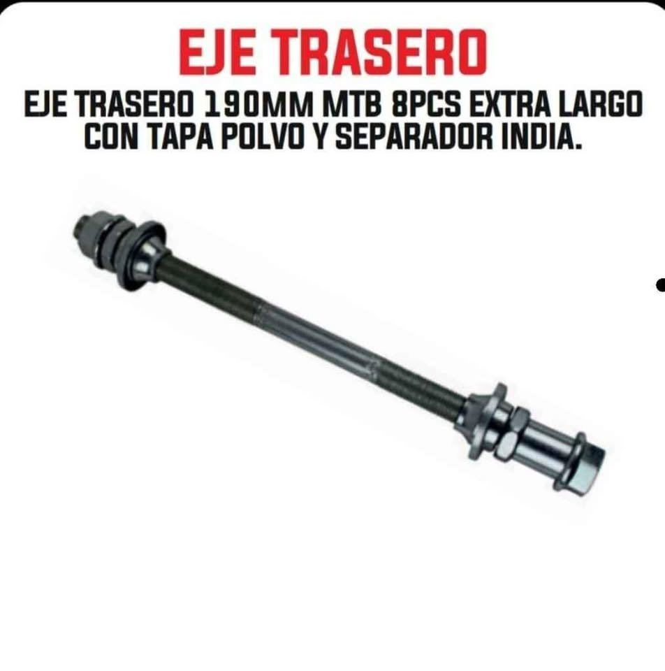 Eje Trasero De Bicicleta 190mm Con Tapa Polvo y Separador C