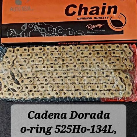 Cadena 525 Dorada Reforzada Con Orring Para Motos