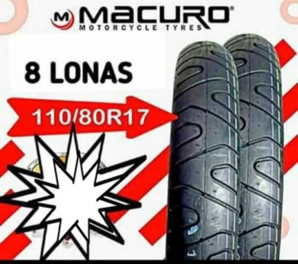 Cauchos 110/80/17 de 8 lonas Marca Macuro